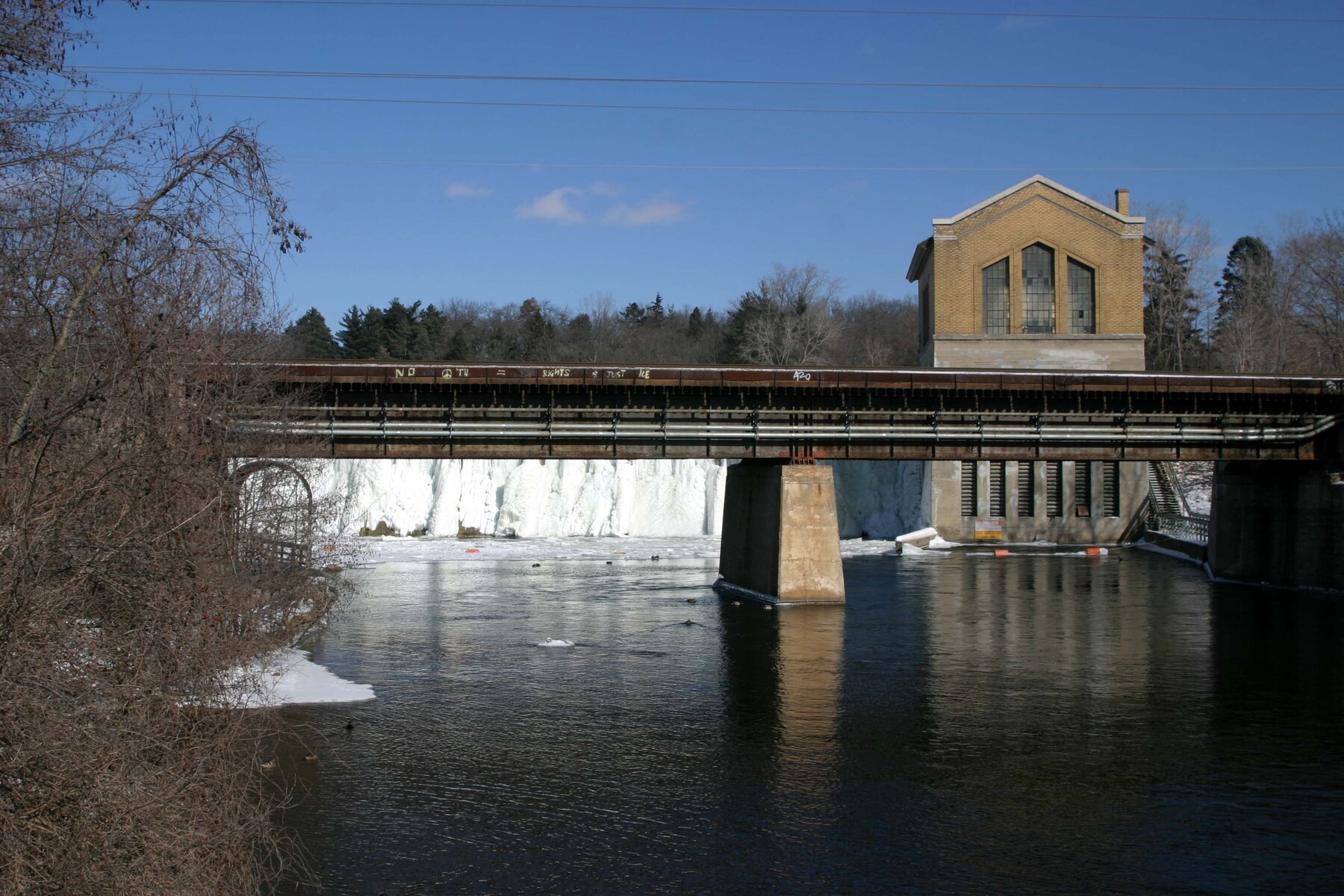 Huron River frozen