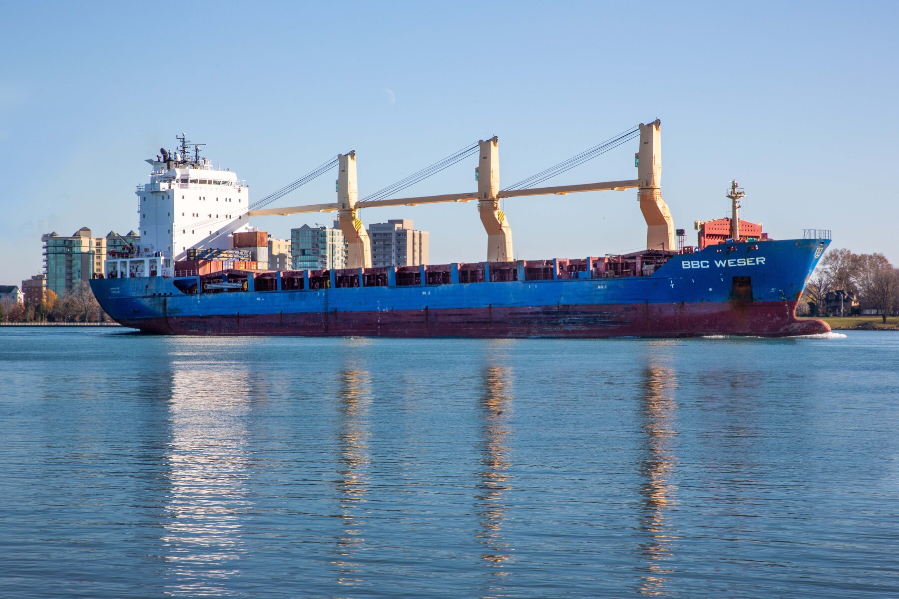 freighter on the Detroit river