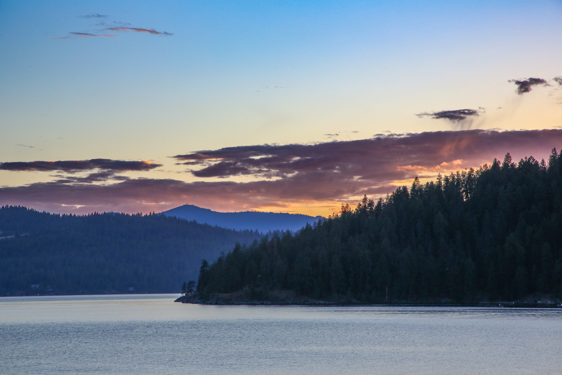 Lake Coeur d'Alene at sunset