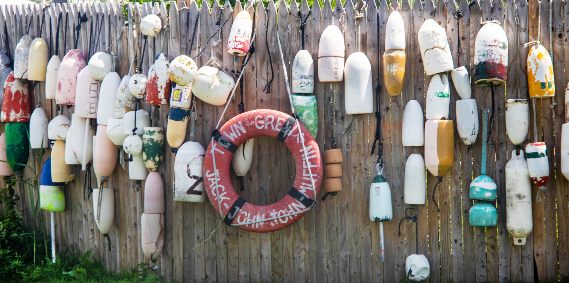 the buoy wall at Block Island