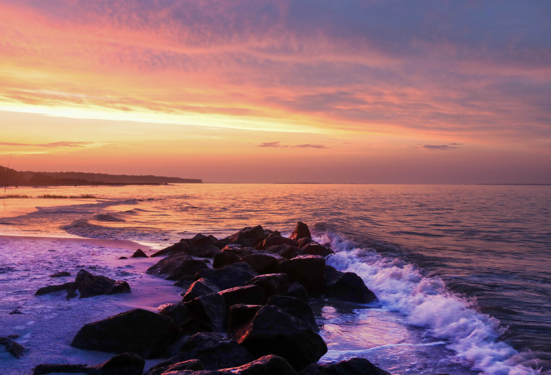 breakwall at sunset